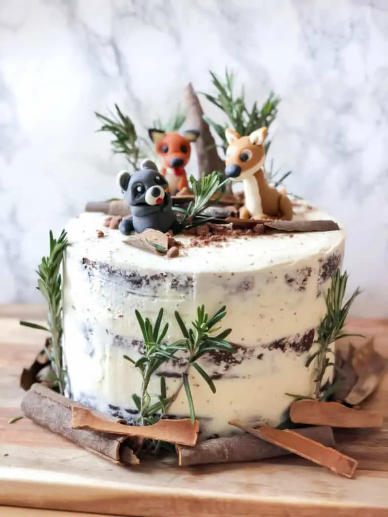 woodland animals baby shower cake