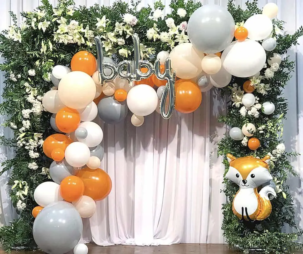 woodland baby shower balloon garland