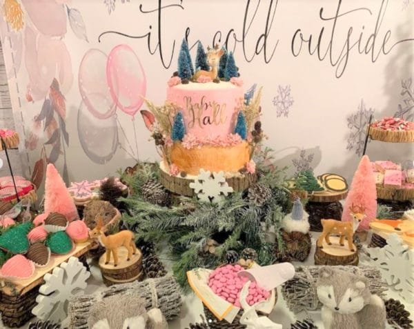 pink woodland baby shower