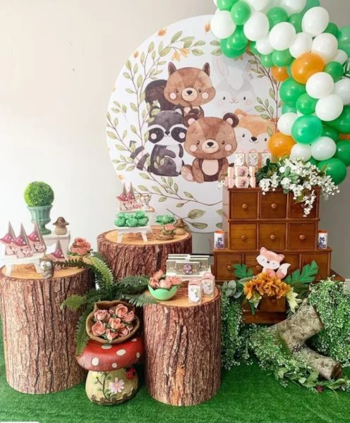woodland baby shower with bears