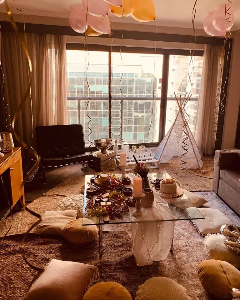 indoor picnic with tent