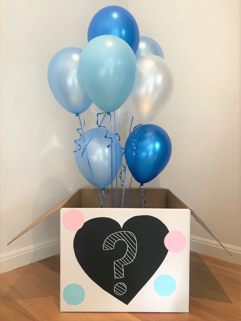 homemade gender reveal balloon box