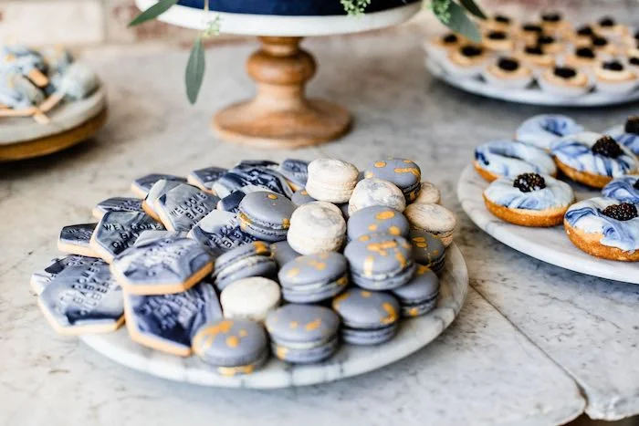 blue macaroons for boy baby shower