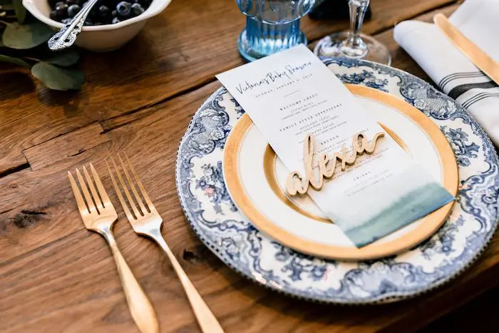boy baby shower table plates