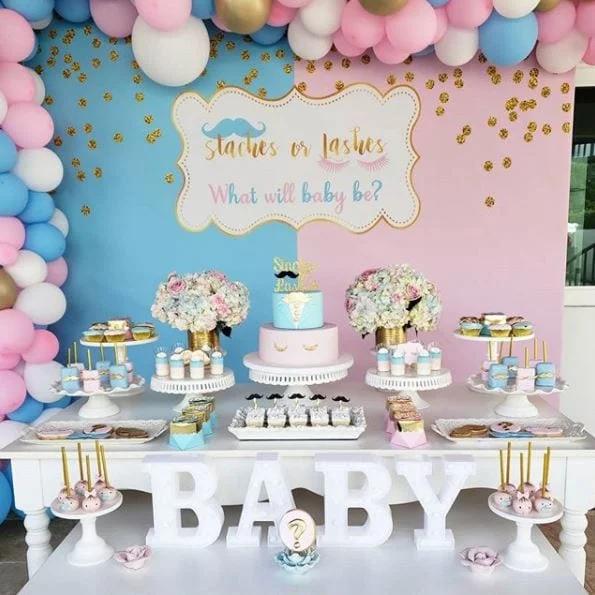 Staches or lashes gender reveal party ideas