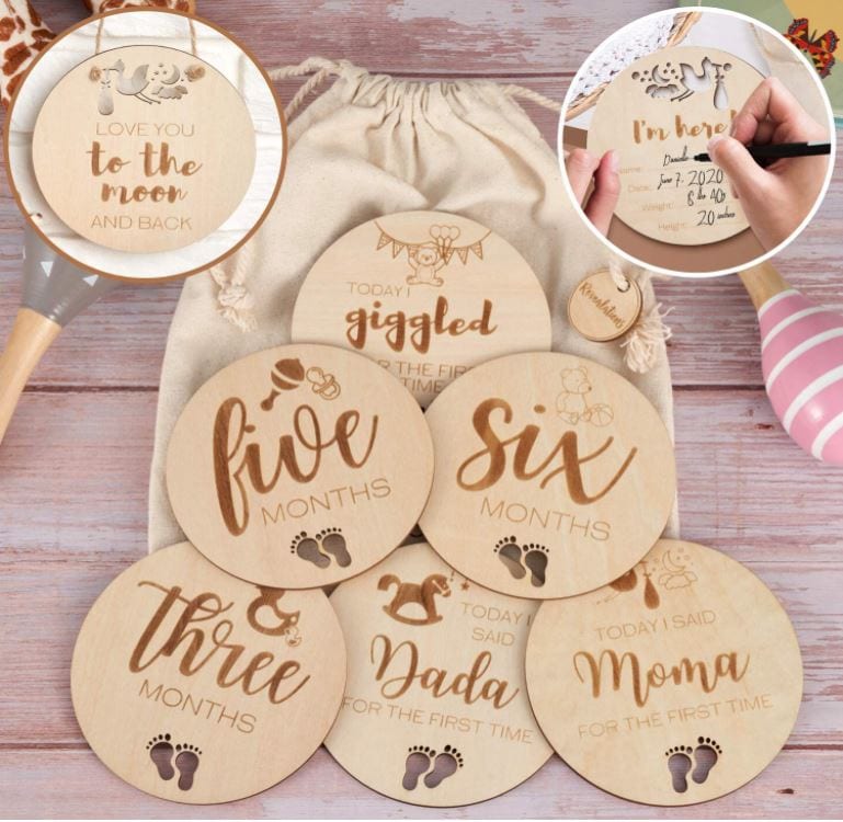 wooden monthly milestones