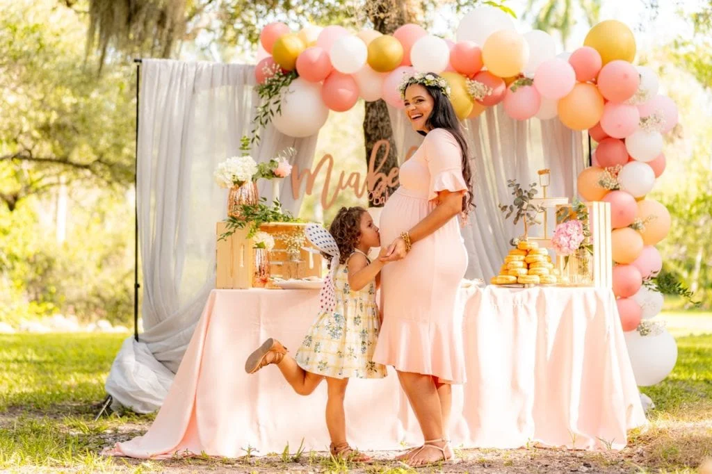 pastel peach baby shower