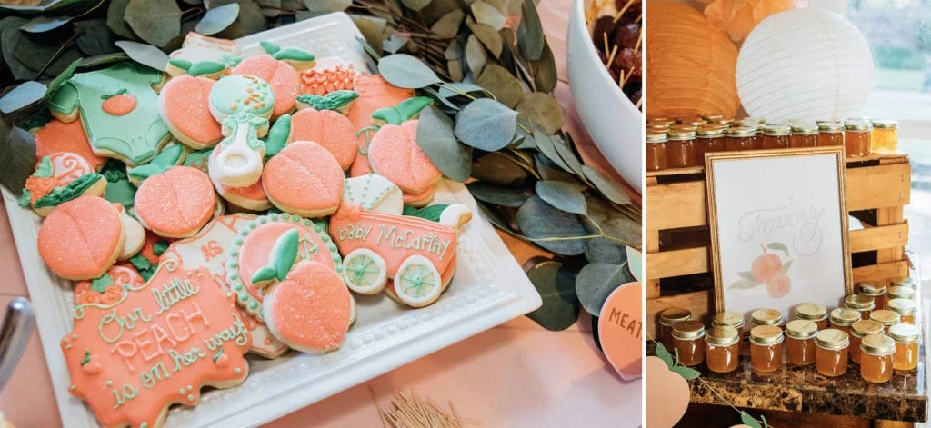 sweet as a peach baby shower cookies