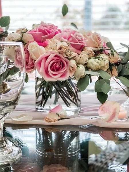 roses on table setting