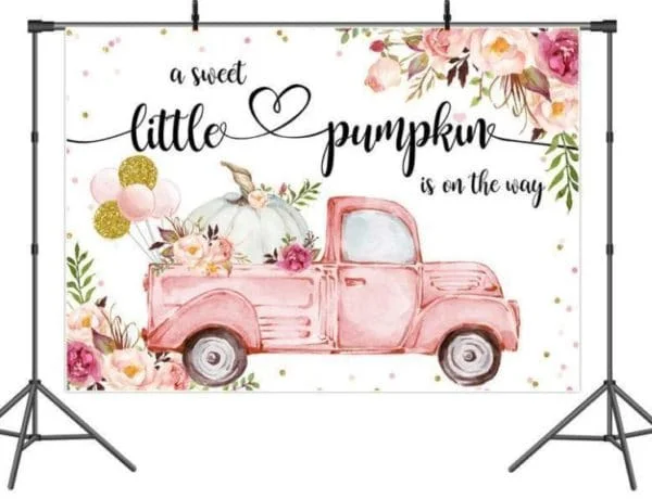 baby shower backdrop banner pumpkin