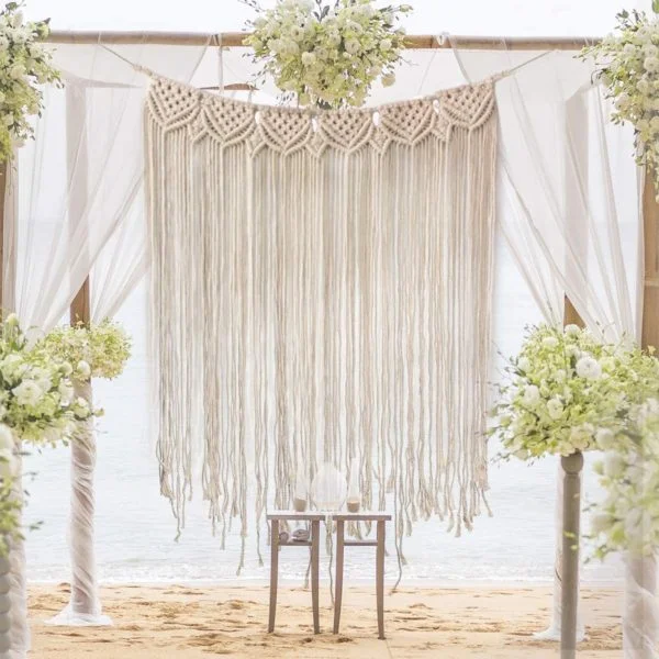 macrame backdrop for baby shower